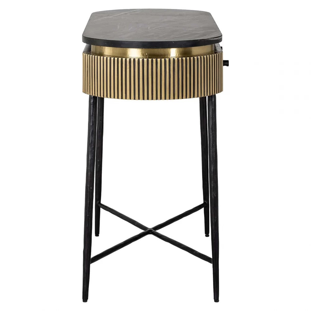 Consola din Marmura Negru si Metal Negru L100xH76cm Ironville Richmond Interiors