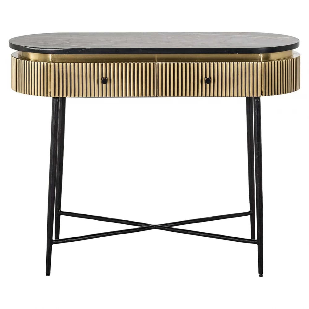 Consola din Marmura Negru si Metal Negru L100xH76cm Ironville Richmond Interiors