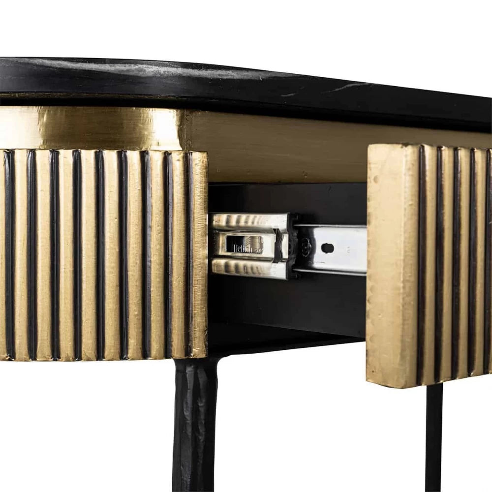 Consola din Marmura Negru si Metal Negru L100xH76cm Ironville Richmond Interiors
