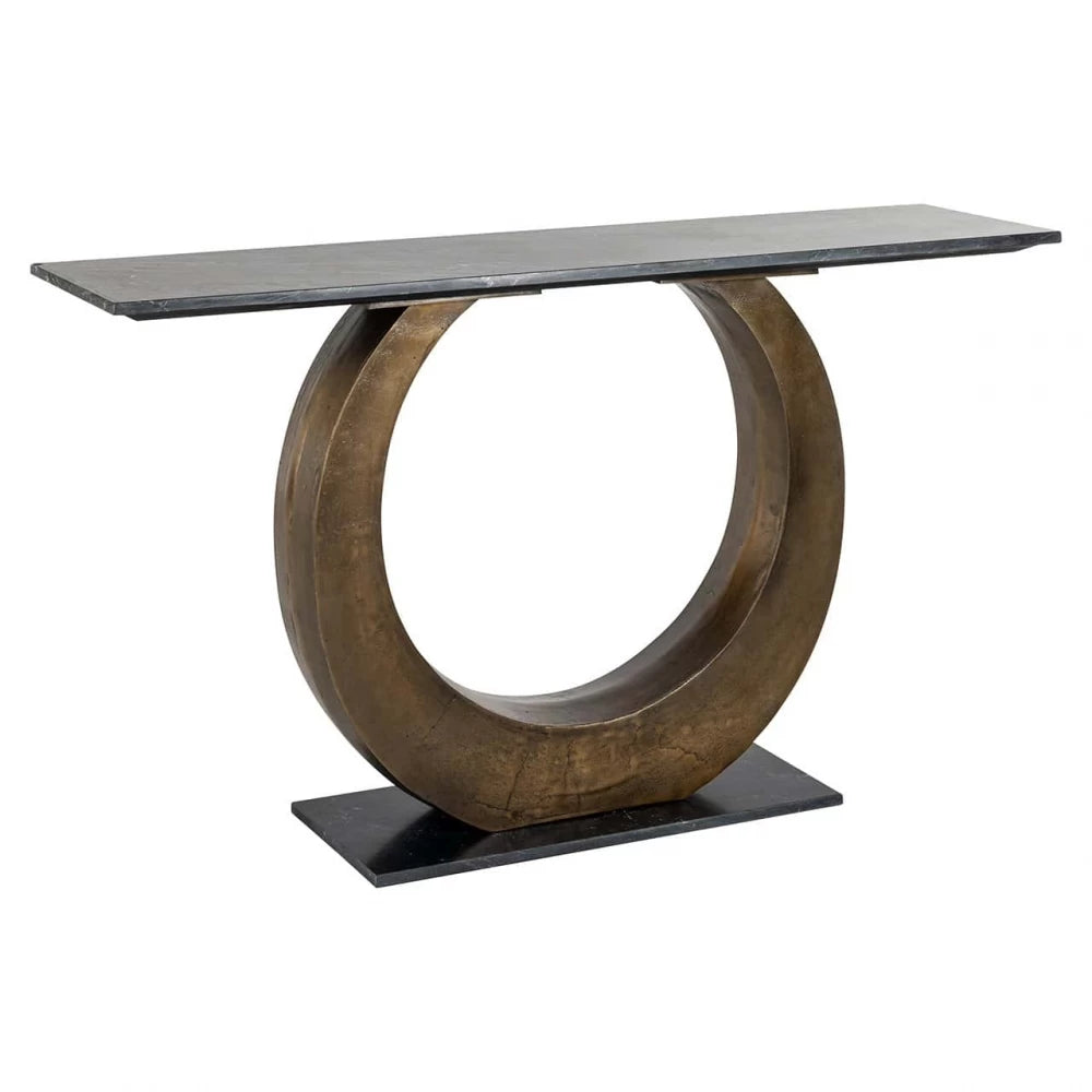 Consola din Marmura Negru si Aluminiu Alama L140xH74cm Luna Richmond Interiors