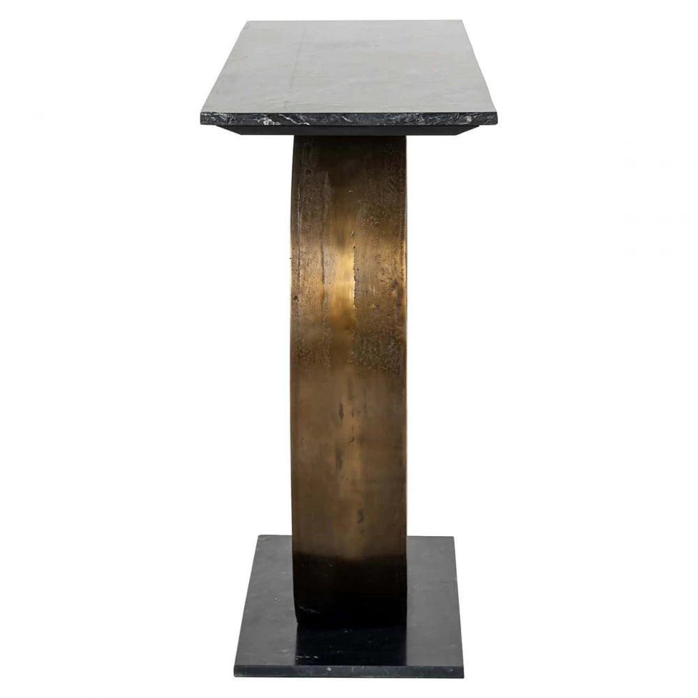 Consola din Marmura Negru si Aluminiu Alama L140xH74cm Luna Richmond Interiors