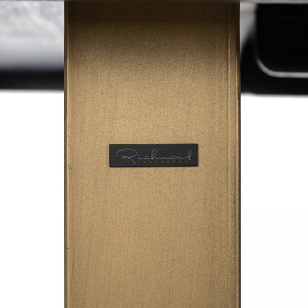 Masa Dreptunghiulara de 6 persoane din Furnir de stejar Maro si Metal Alama L230xH76cm Luxor Richmond Interiors