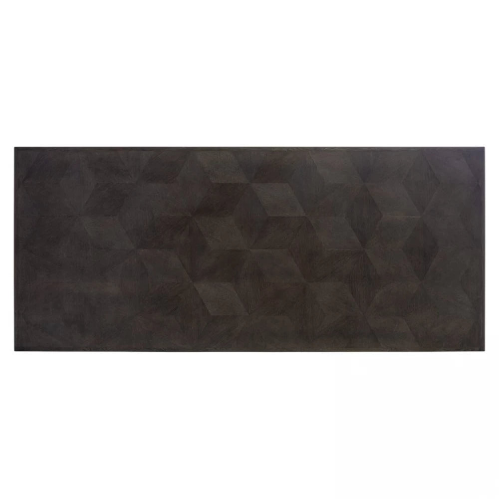 Masa Dreptunghiulara de 6 persoane din Furnir de stejar Maro si Metal Alama L230xH76cm Luxor Richmond Interiors