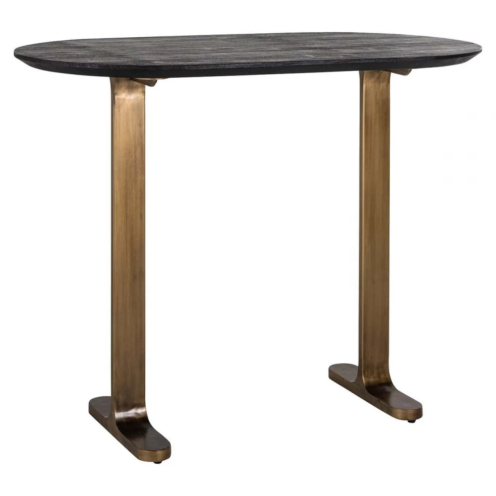 Masa de bar Ovala de 4 persoane din Lemn de mango Negru si Metal Alama L140xH106cm Revelin Richmond Interiors