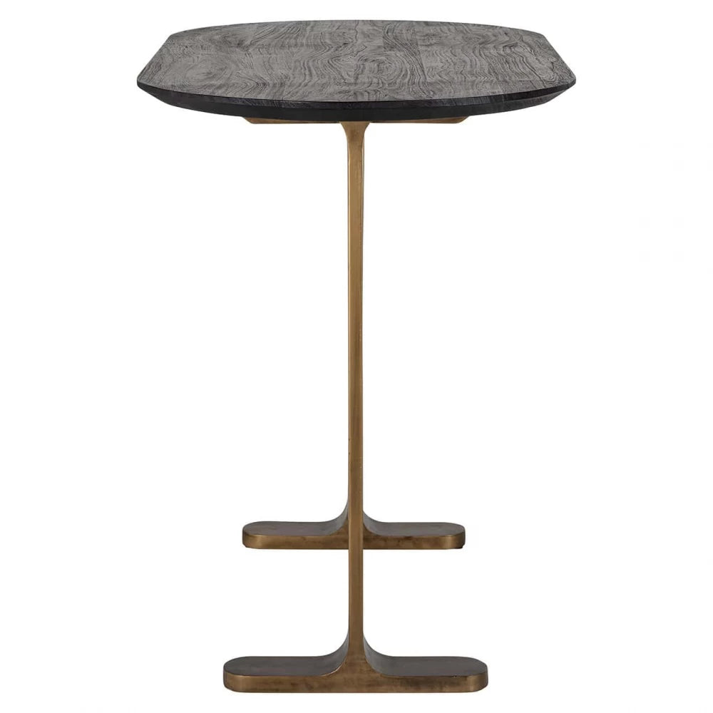 Masa de bar Ovala de 4 persoane din Lemn de mango Negru si Metal Alama L140xH106cm Revelin Richmond Interiors