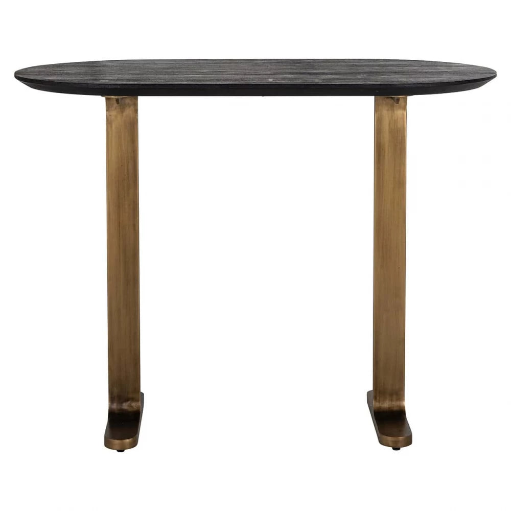 Masa de bar Ovala de 4 persoane din Lemn de mango Negru si Metal Alama L140xH106cm Revelin Richmond Interiors
