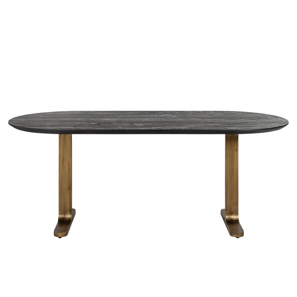 Masa Ovala de 4-6 persoane din Lemn de mango Negru si Metal Alama L200xH76cm Revelin Richmond Interiors