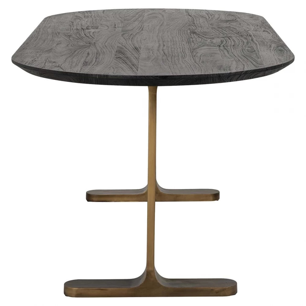 Masa Ovala de 4-6 persoane din Lemn de mango Negru si Metal Alama L200xH76cm Revelin Richmond Interiors