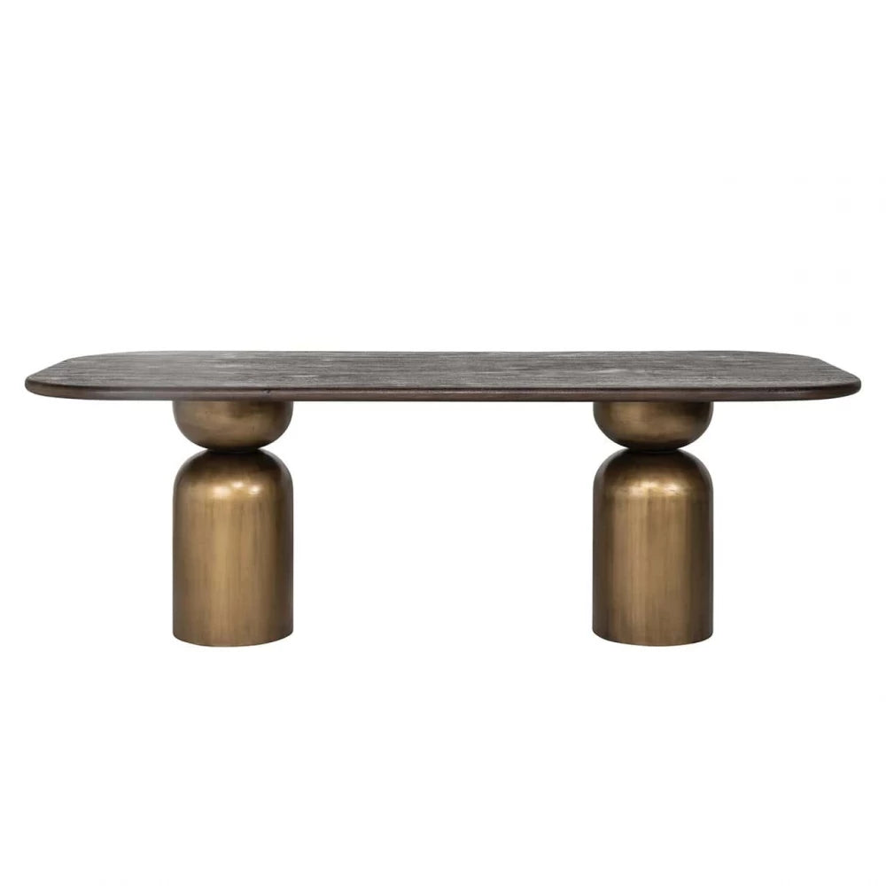 Masa Dreptunghiulara de 6 persoane din Lemn de salcam Maro si Metal Alama L230xH78cm Cavo Richmond Interiors