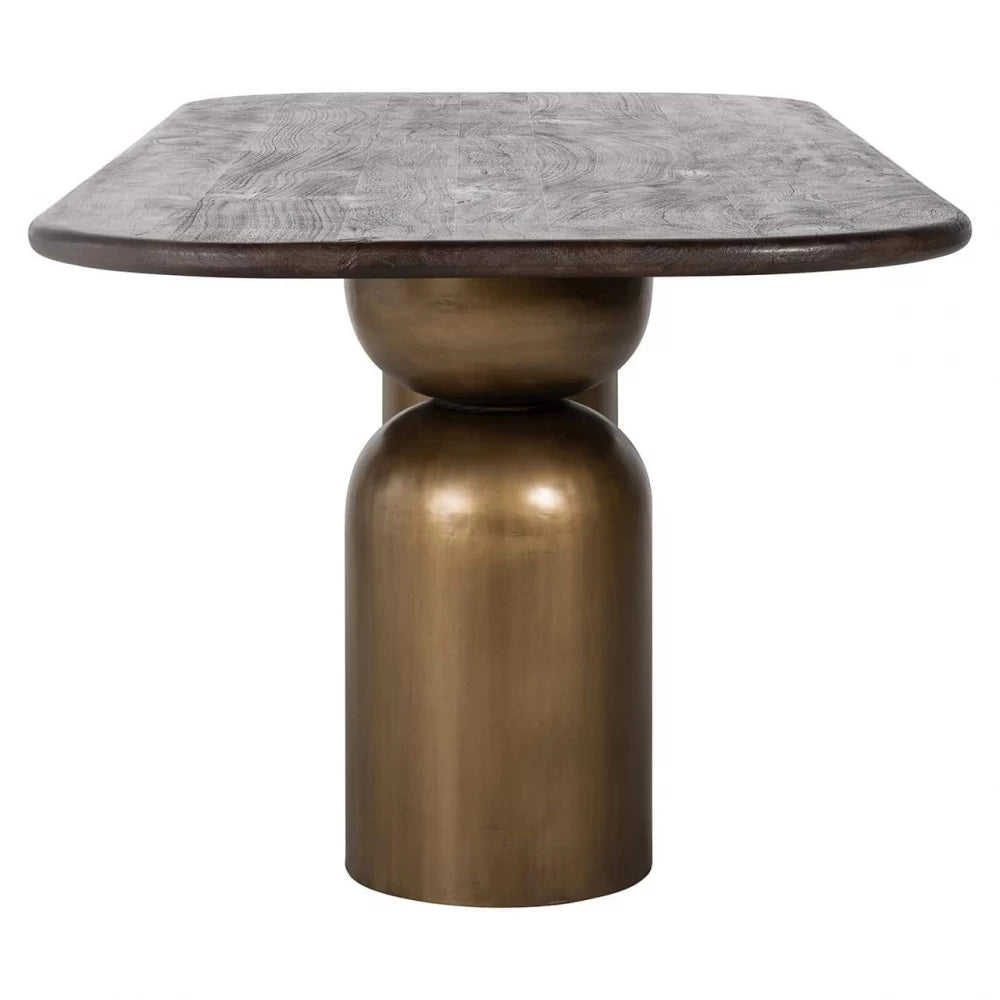 Masa Dreptunghiulara de 6 persoane din Lemn de salcam Maro si Metal Alama L230xH78cm Cavo Richmond Interiors