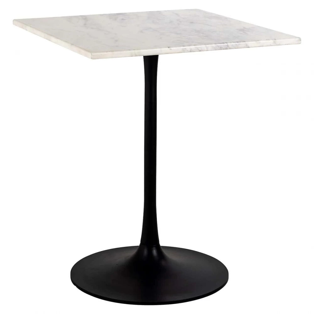 Masa Patrata de 2 persoane din Marmura Alb si Metal Negru L65xH76cm Carlten Richmond Interiors