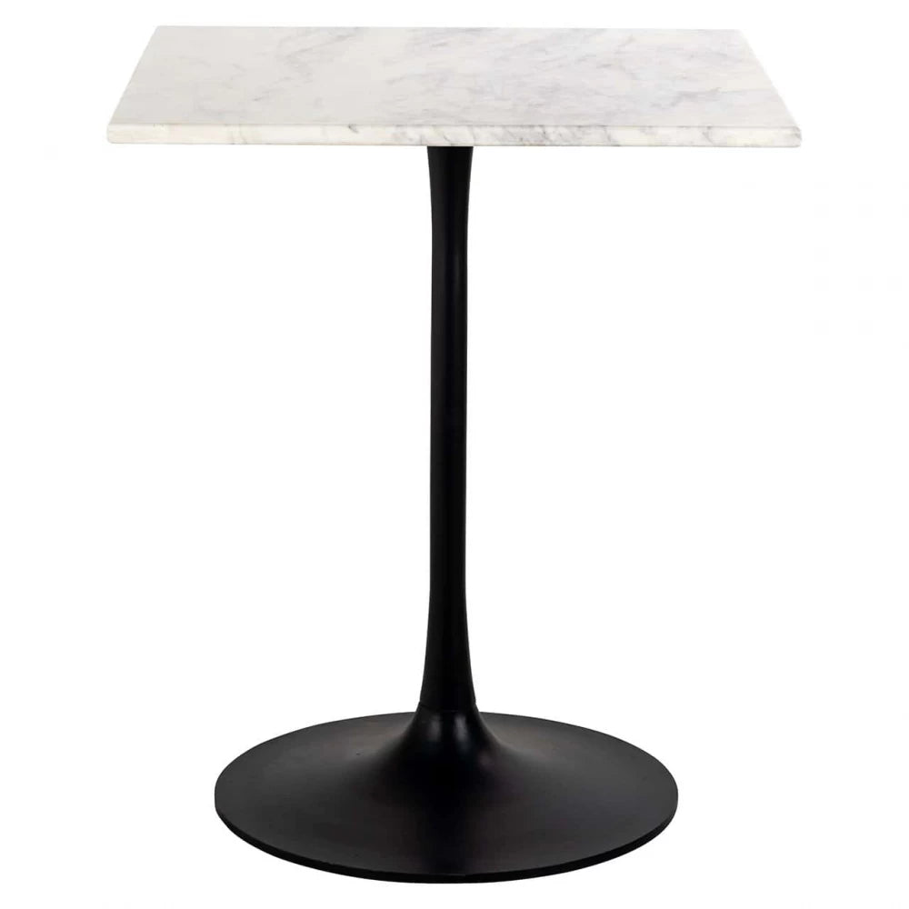 Masa Patrata de 2 persoane din Marmura Alb si Metal Negru L65xH76cm Carlten Richmond Interiors