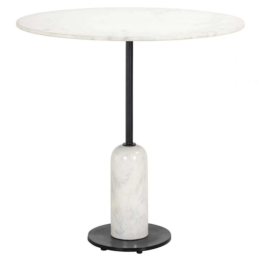 Masa Rotunda de 2 persoane din Marmura Alb si Metal Negru D76xH76cm Jagger Richmond Interiors