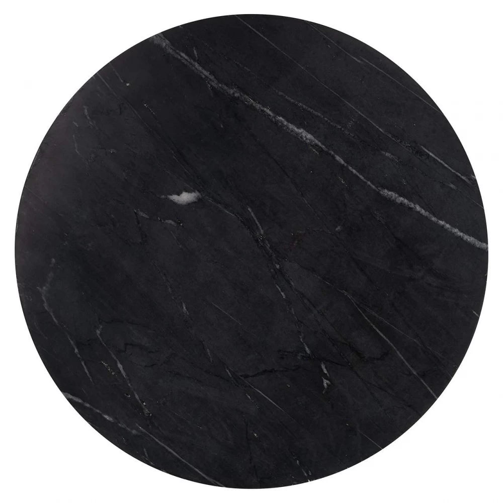 Masuta laterala Rotunda din Marmura Negru si Metal Negru D40xH70cm Ironville Richmond Interiors