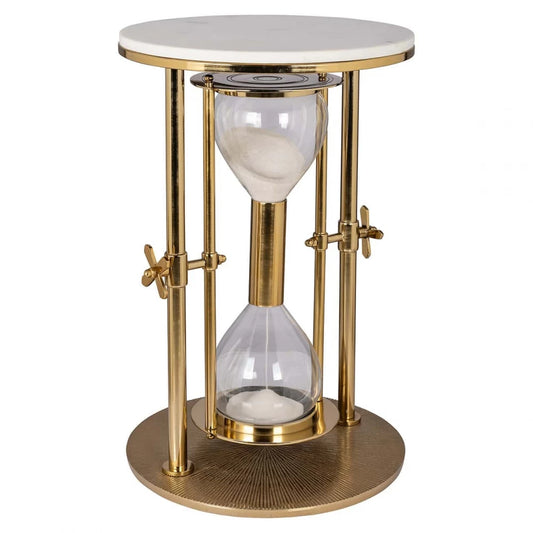 Masuta laterala Rotunda din Marmura Alb si Otel inoxidabil Auriu D40xH61.5cm Tempus Richmond Interiors