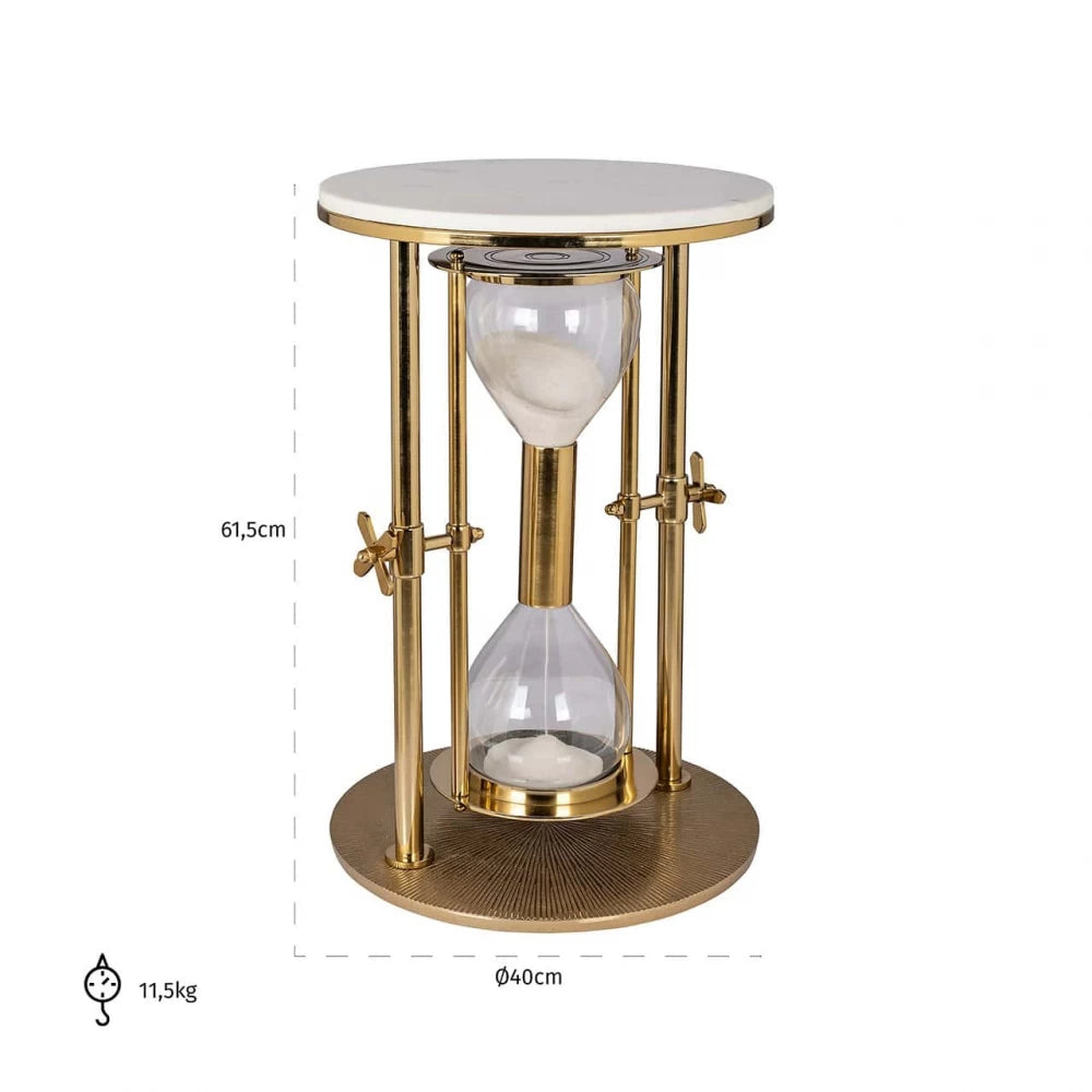 Masuta laterala Rotunda din Marmura Alb si Otel inoxidabil Auriu D40xH61.5cm Tempus Richmond Interiors