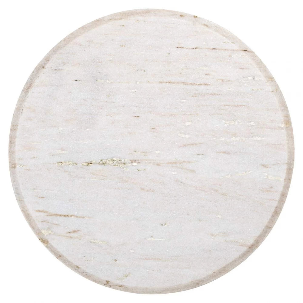 Masuta laterala Rotunda din Marmura Alb si Lemn de mango Maro D55xH46cm Mayfield Richmond Interiors
