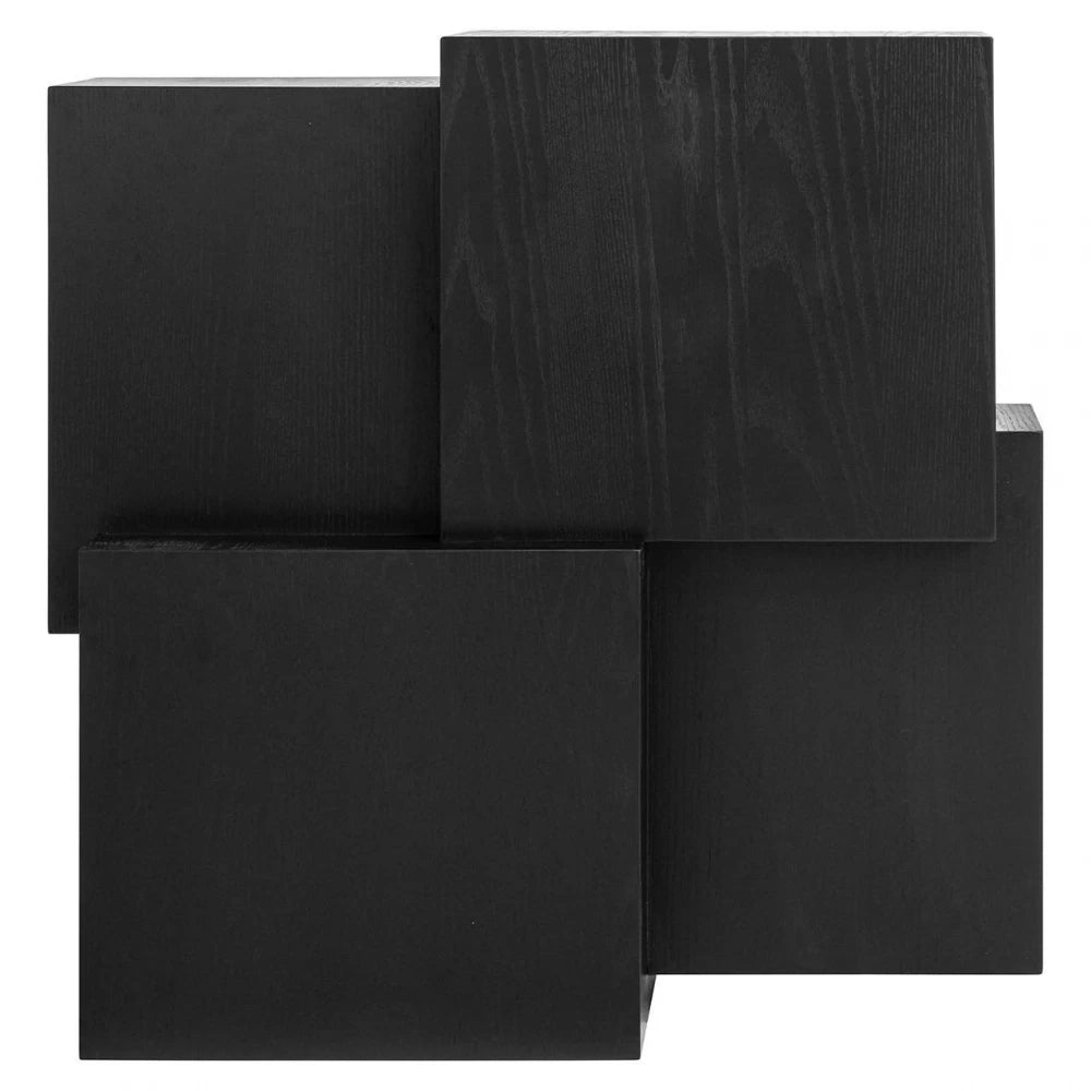 Masuta de cafea Patrata din Furnir de stejar Negru si Metal Negru L100xH38cm Lennox Richmond Interiors