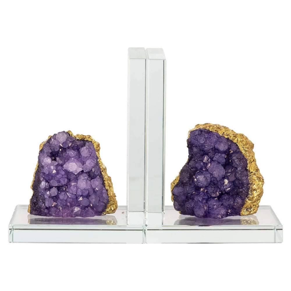 Stand pentru carti din Cristal Mov H15xL11cm Agate Richmond interiors