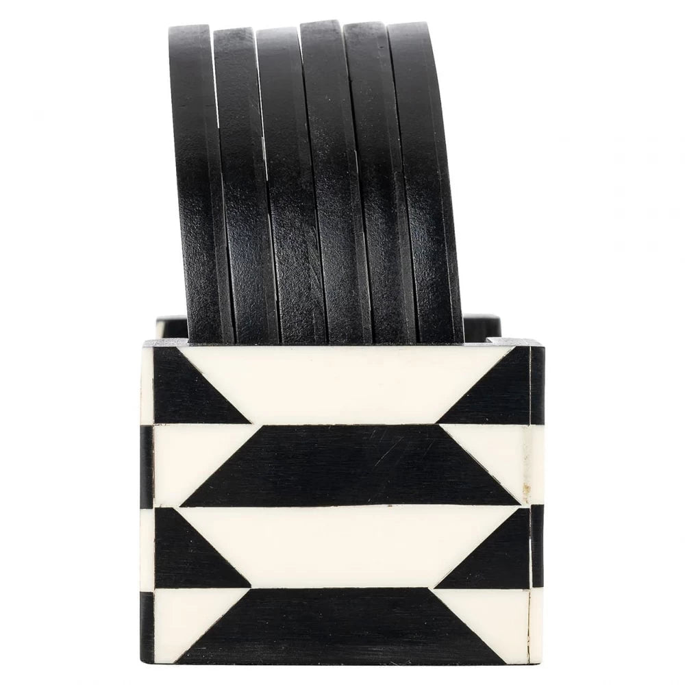 Set 6 costere cu suport din Rasina Alb/Negru H10.5xL12cm Jula Richmond interiors
