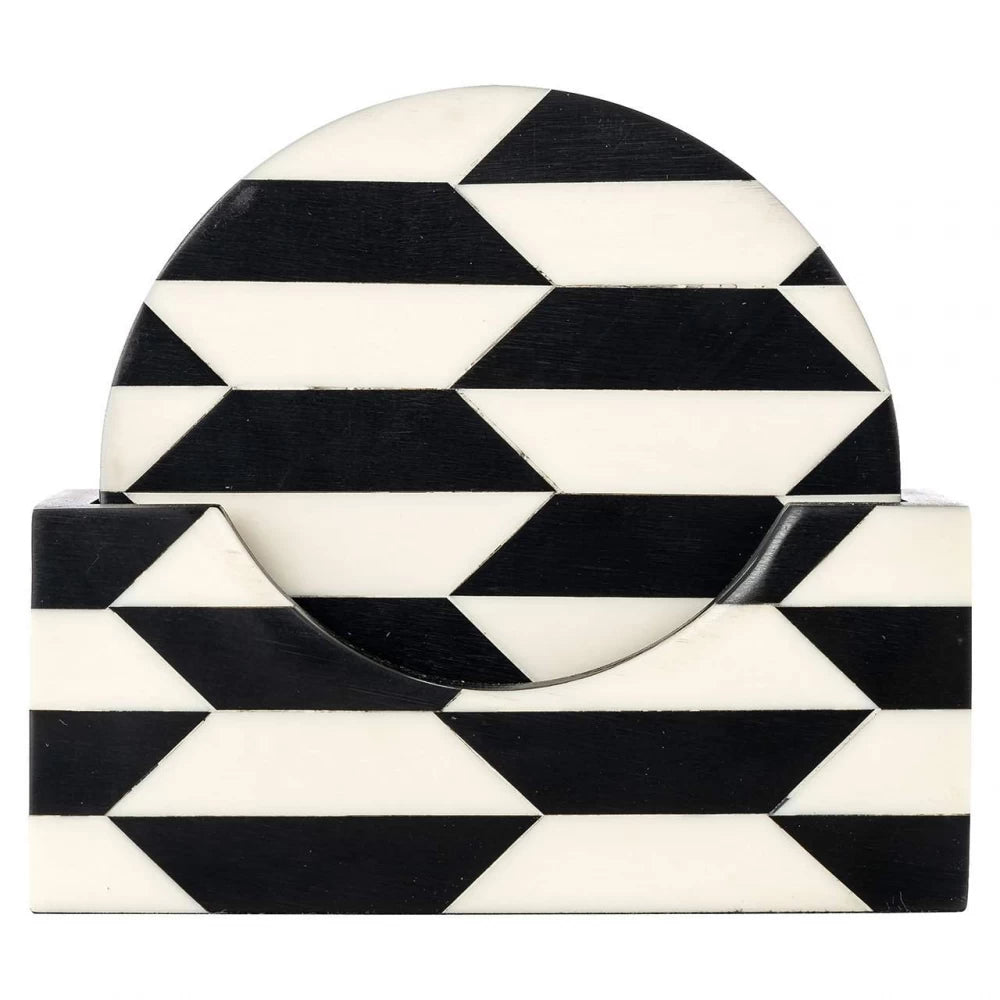 Set 6 costere cu suport din Rasina Alb/Negru H10.5xL12cm Jula Richmond interiors