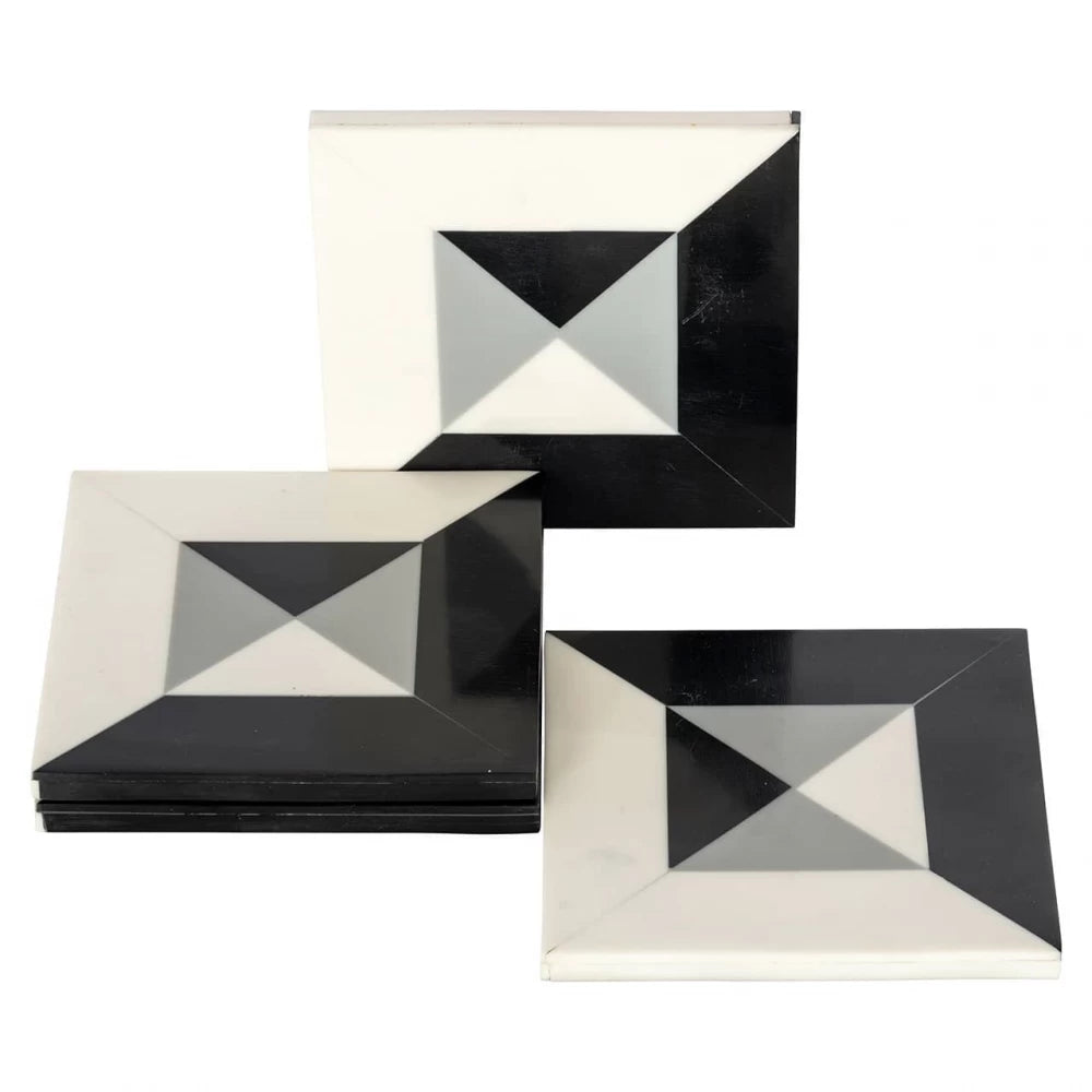 Set 4 costere din Rasina Alb/Negru H1xL10cm Louel Richmond interiors