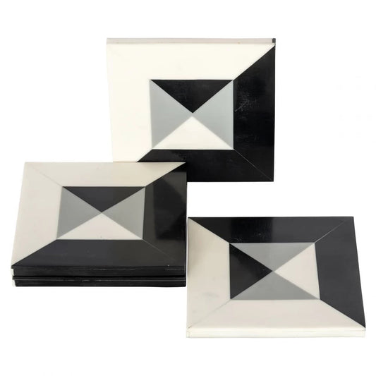 Set 4 costere din Rasina Alb/Negru H1xL10cm Louel Richmond interiors