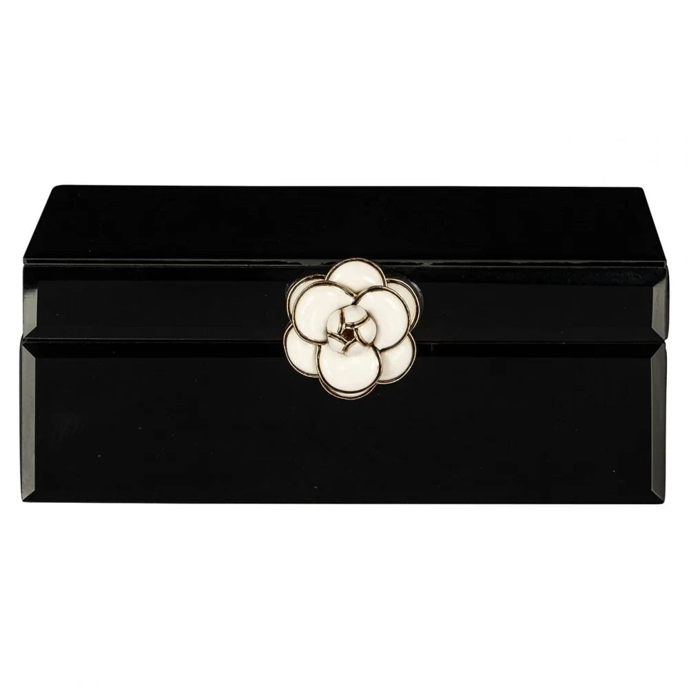 Cutie bijuterii din MDF/Sticla Negru H9xL22cm Vivy big Richmond interiors