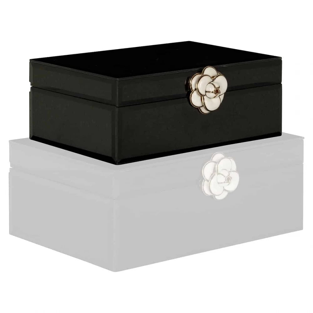 Cutie bijuterii din MDF/Sticla Negru H9xL22cm Vivy big Richmond interiors