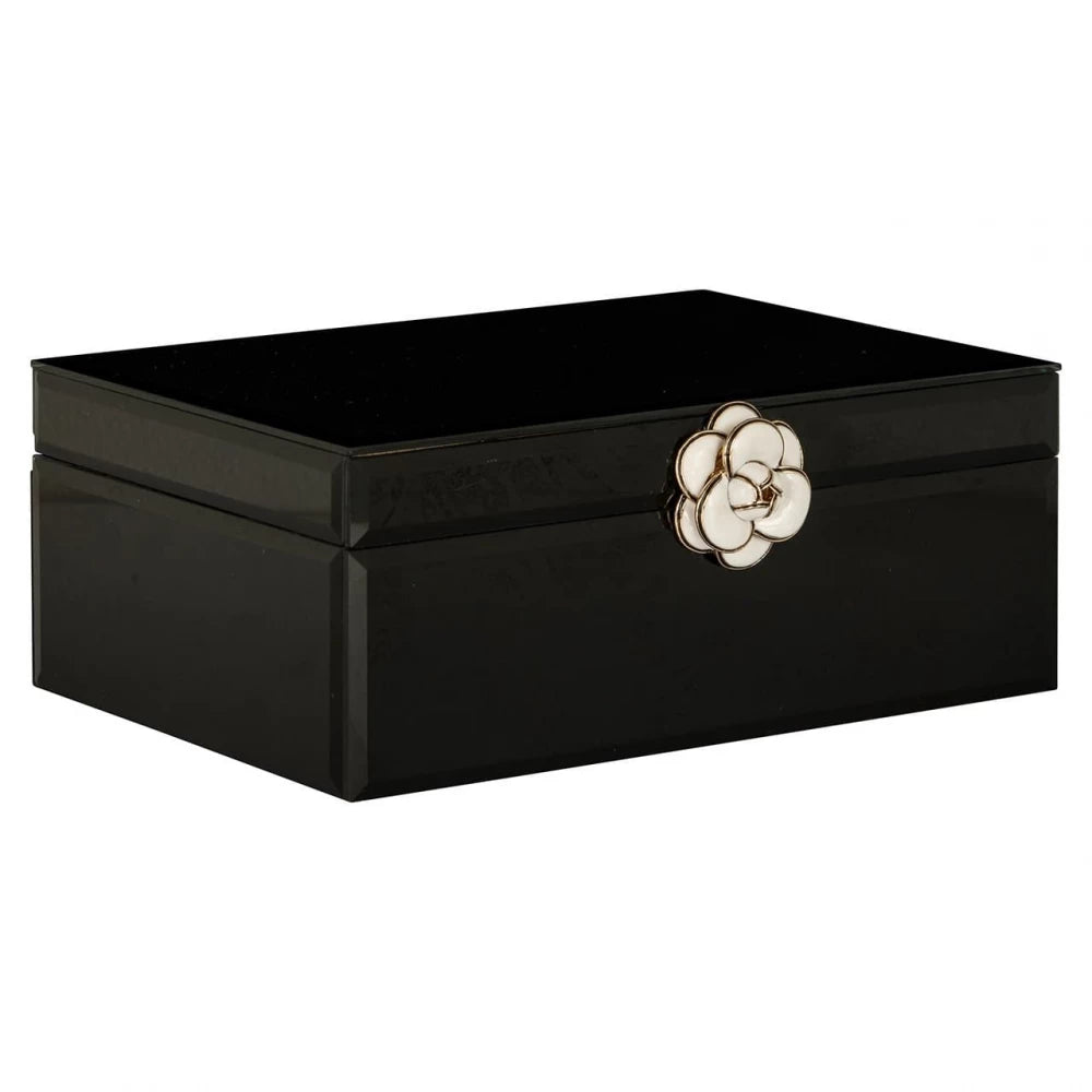 Cutie bijuterii din MDF/Sticla Negru H10xL25cm Vivy big Richmond interiors