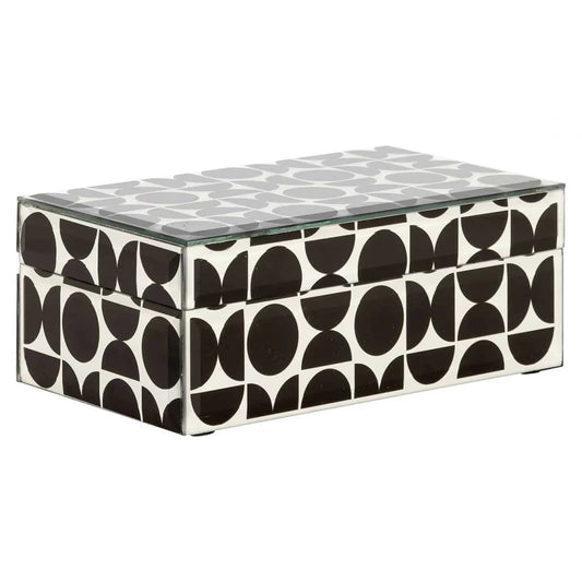 Cutie bijuterii din MDF/Sticla Alb/Negru H8xL20cm Vivian small Richmond interiors