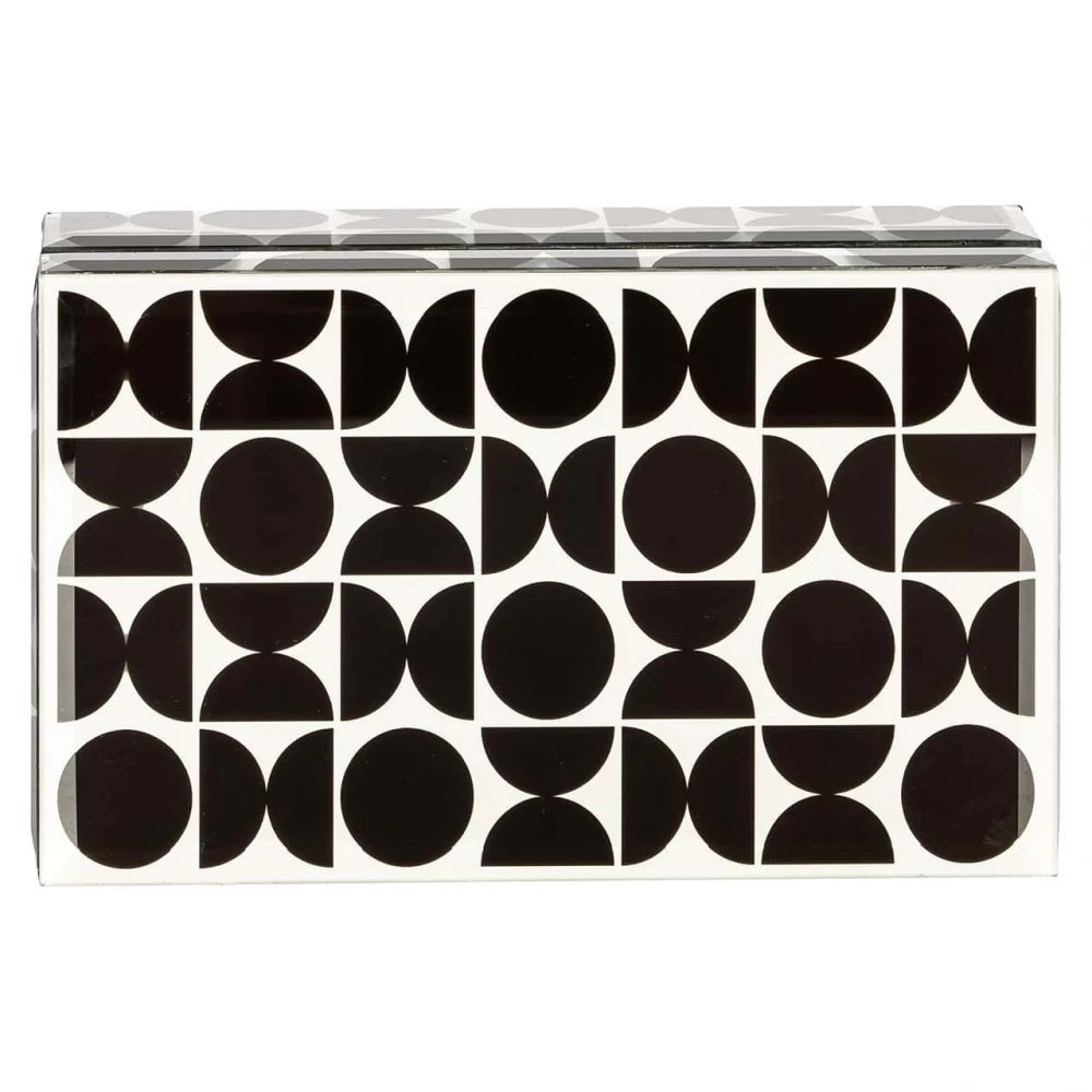 Cutie bijuterii din MDF/Sticla Alb/Negru H8xL20cm Vivian small Richmond interiors