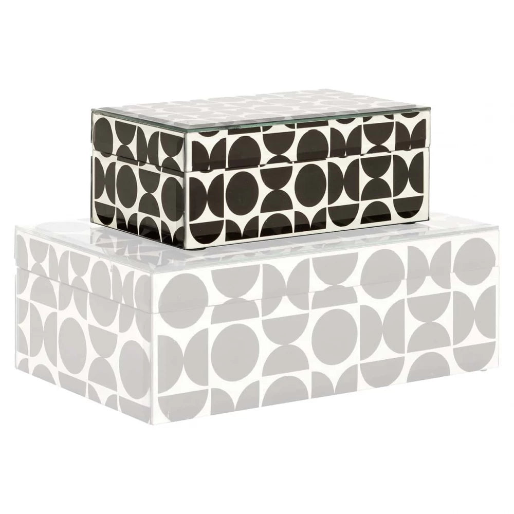Cutie bijuterii din MDF/Sticla Alb/Negru H8xL20cm Vivian small Richmond interiors
