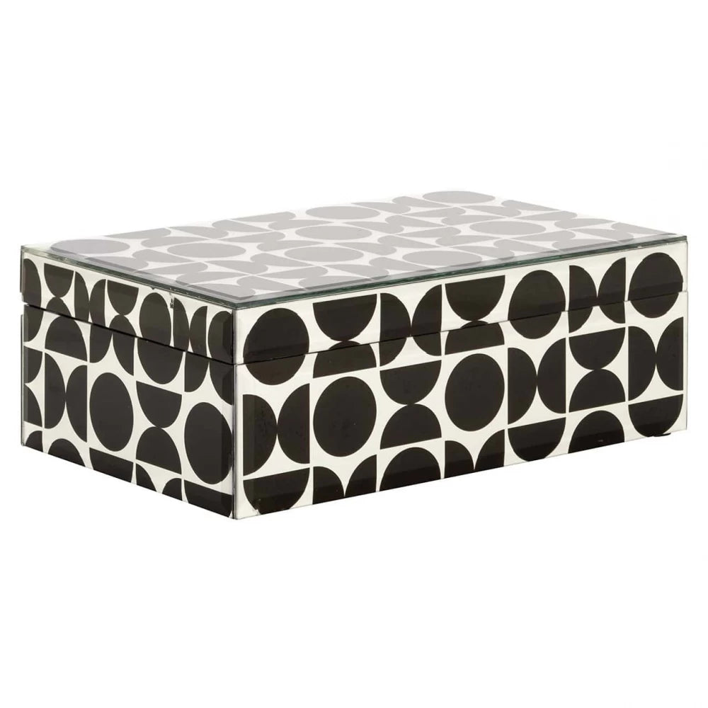 Cutie bijuterii din MDF/Sticla Alb/Negru H10xL28cm Vivian big Richmond interiors