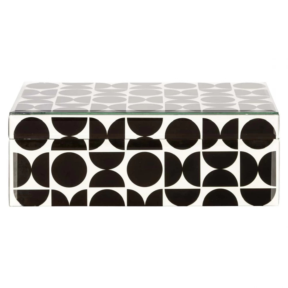 Cutie bijuterii din MDF/Sticla Alb/Negru H10xL28cm Vivian big Richmond interiors