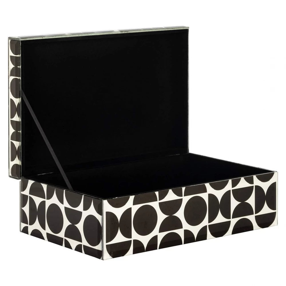 Cutie bijuterii din MDF/Sticla Alb/Negru H10xL28cm Vivian big Richmond interiors