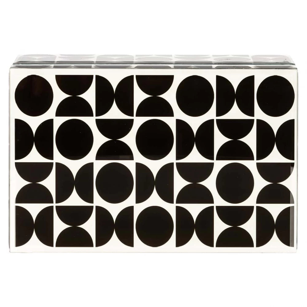 Cutie bijuterii din MDF/Sticla Alb/Negru H10xL28cm Vivian big Richmond interiors