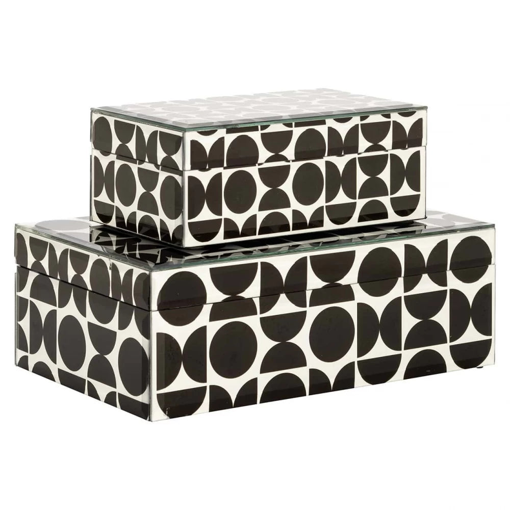 Cutie bijuterii din MDF/Sticla Alb/Negru H10xL28cm Vivian big Richmond interiors