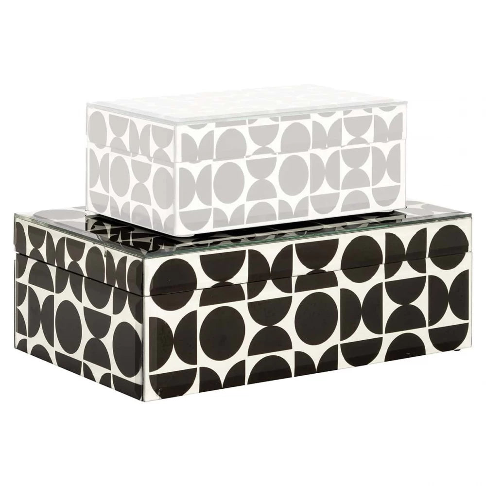 Cutie bijuterii din MDF/Sticla Alb/Negru H10xL28cm Vivian big Richmond interiors