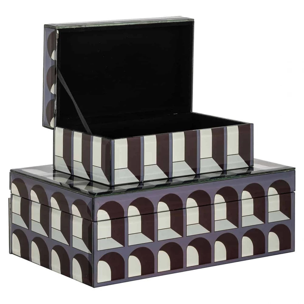 Cutie bijuterii din MDF/Sticla Multicolor H8xL20cm Vaya small Richmond interiors