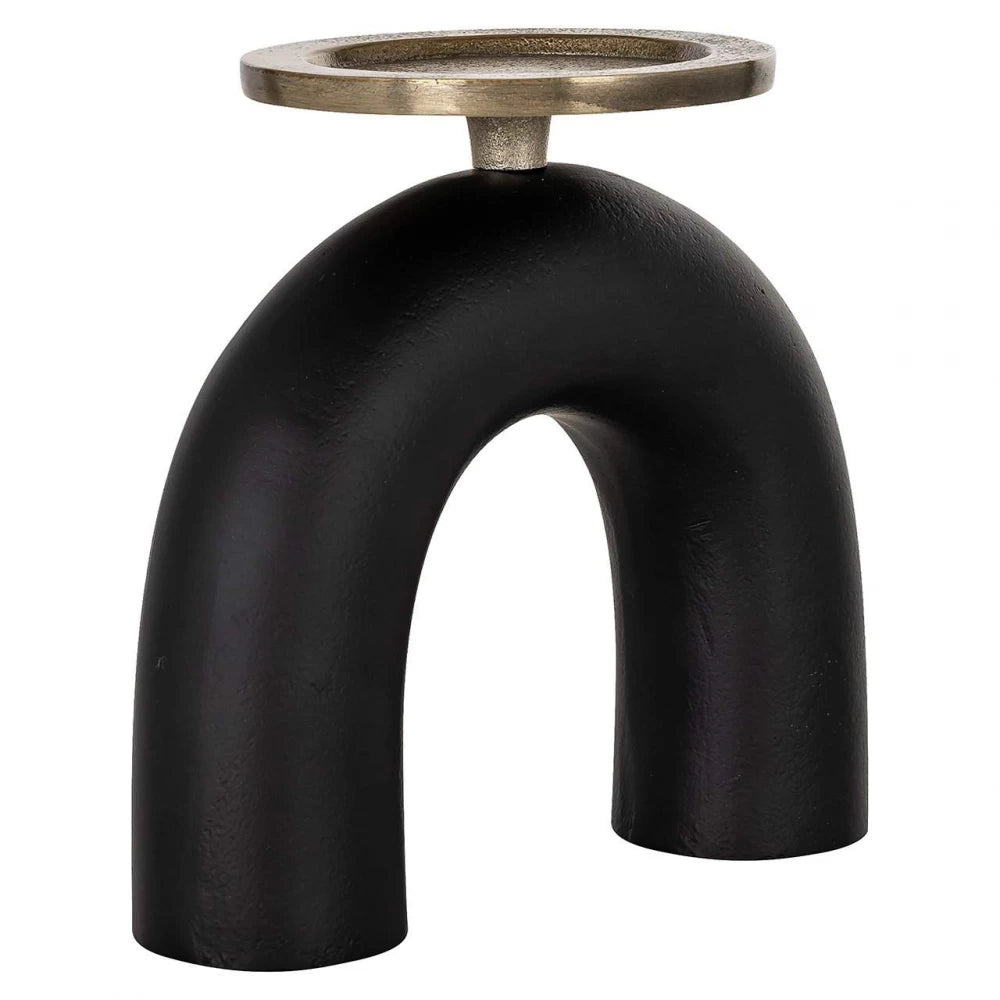 Suport lumanare din Aluminiu Negru/Auriu L19xH17cm Livi small Richmond Interiors