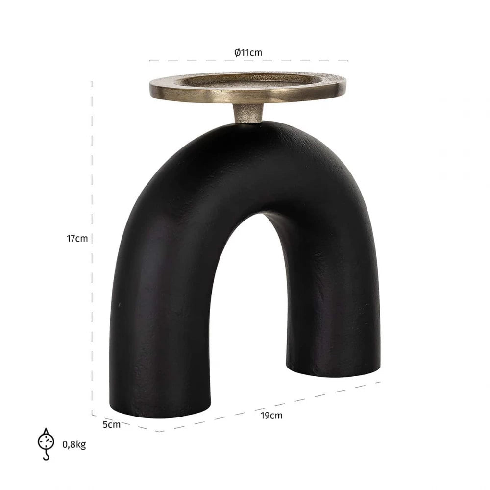 Suport lumanare din Aluminiu Negru/Auriu L19xH17cm Livi small Richmond Interiors