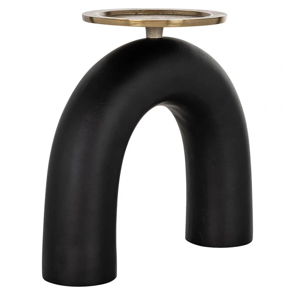 Suport lumanare din Aluminiu Negru/Auriu L25xH23.5cm Livi big Richmond Interiors