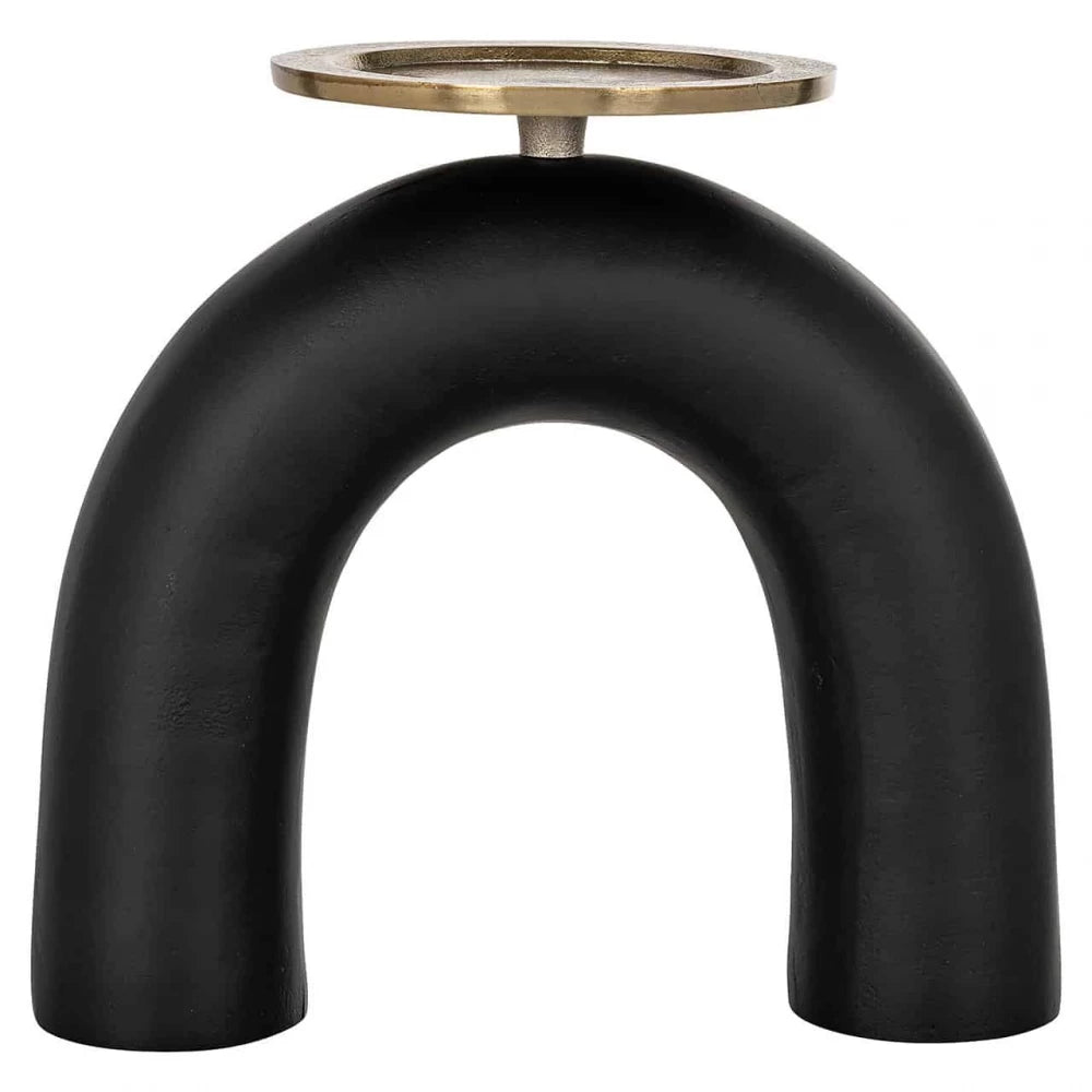 Suport lumanare din Aluminiu Negru/Auriu L25xH23.5cm Livi big Richmond Interiors