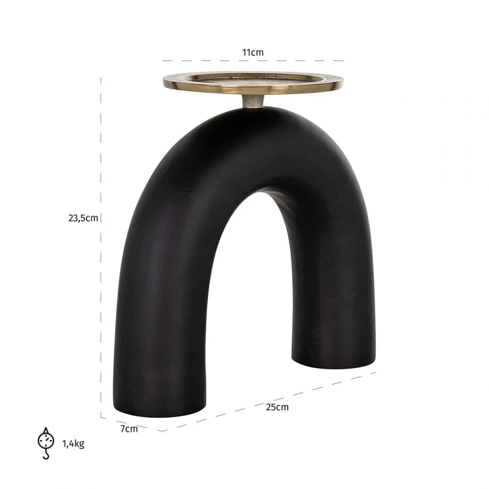 Suport lumanare din Aluminiu Negru/Auriu L25xH23.5cm Livi big Richmond Interiors