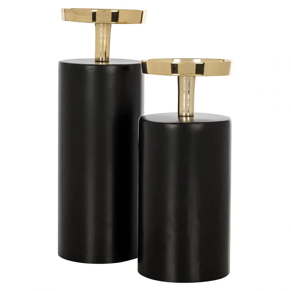 Suport lumanare din Aluminiu Negru/Auriu D9xH25cm Caya big Richmond Interiors