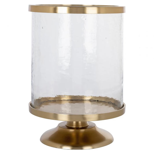 Suport lumanare din Aluminiu/Sticla Auriu/Transparent D28.5xH40cm Jaysin Richmond Interiors