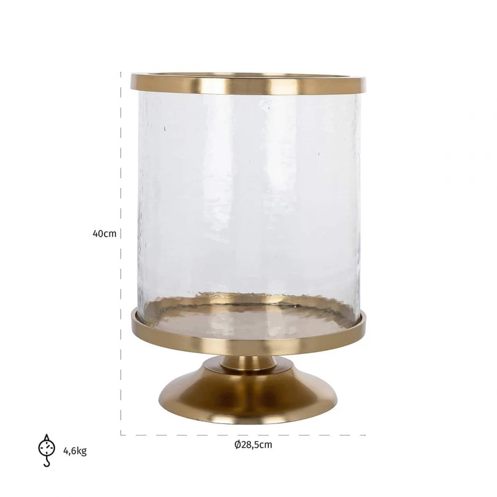 Suport lumanare din Aluminiu/Sticla Auriu/Transparent D28.5xH40cm Jaysin Richmond Interiors