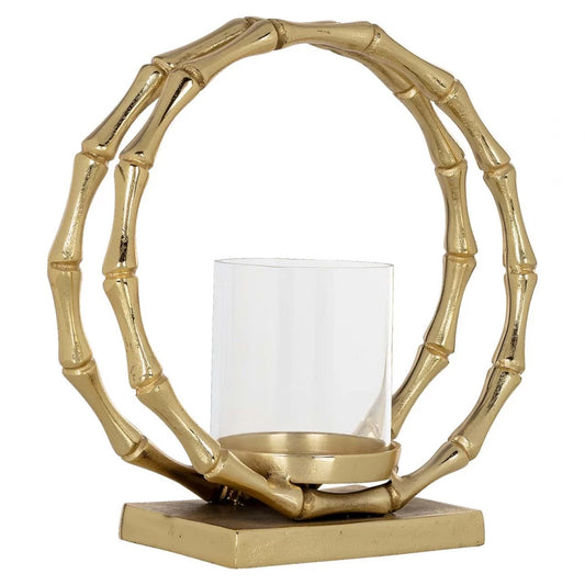 Suport lumanare din Aluminiu/Sticla Auriu/Transparent L25xH27cm Merlyn small Richmond Interiors