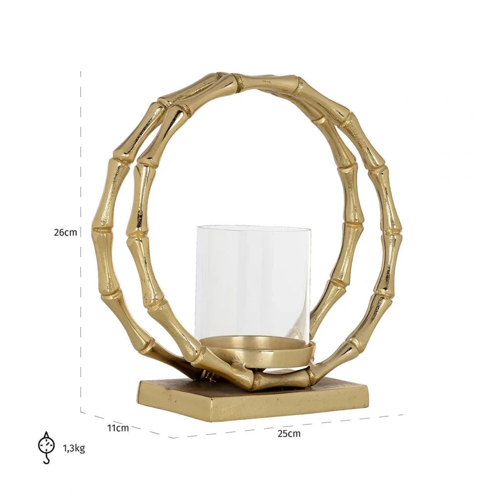 Suport lumanare din Aluminiu/Sticla Auriu/Transparent L25xH27cm Merlyn small Richmond Interiors